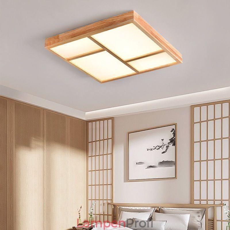Japanische Acryl-Deckenleuchte, geometrische Holz-Deckenleuchte
