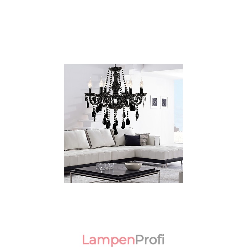 Kronleuchter Schwarz Kristall Modern 6 Lichter