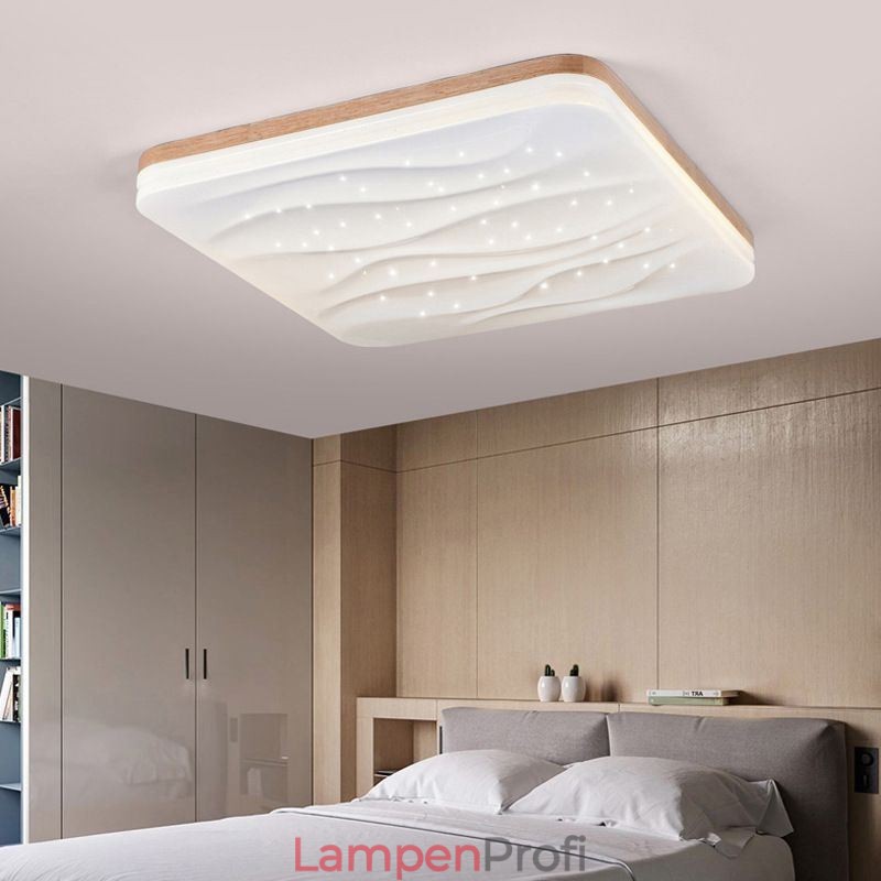 Japanische Acryl-Deckenleuchte, quadratische gewellte Deckenlampe