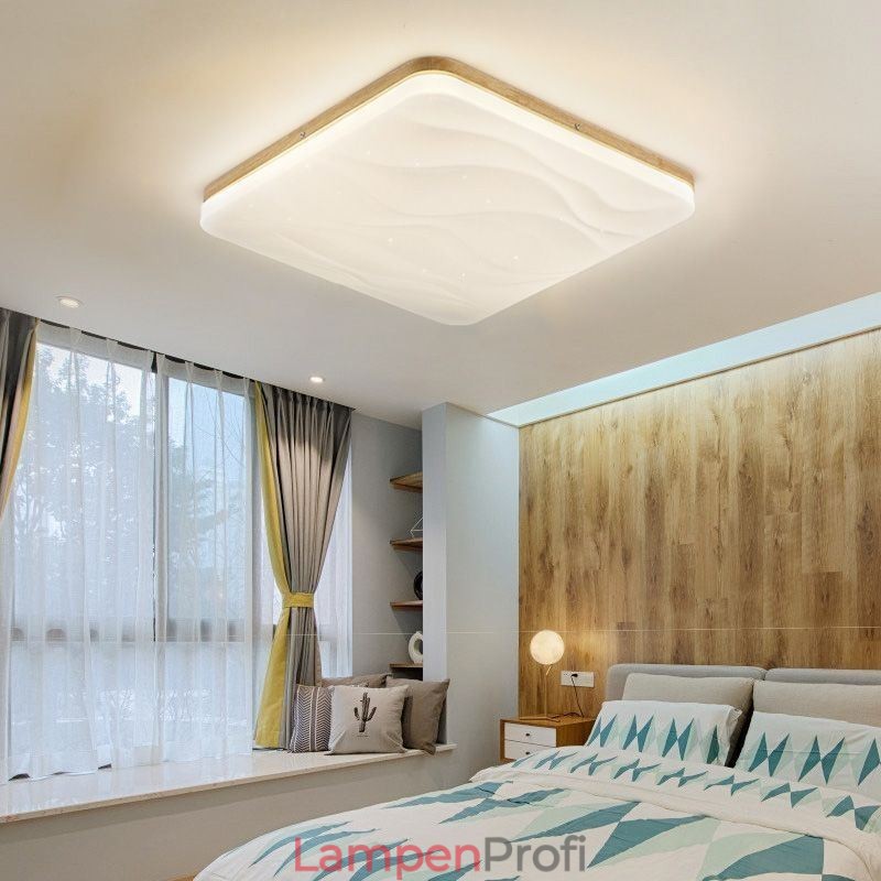 Japanische Acryl-Deckenleuchte, quadratische gewellte Deckenlampe