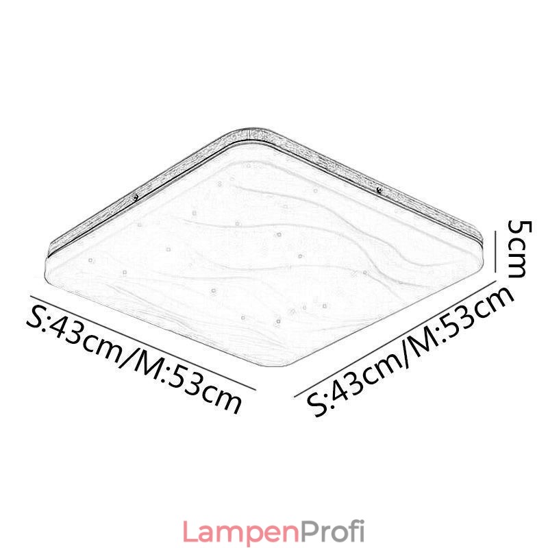 Japanische Acryl-Deckenleuchte, quadratische gewellte Deckenlampe