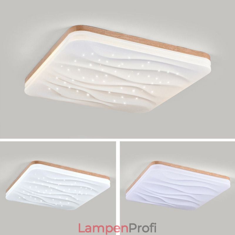 Japanische Acryl-Deckenleuchte, quadratische gewellte Deckenlampe