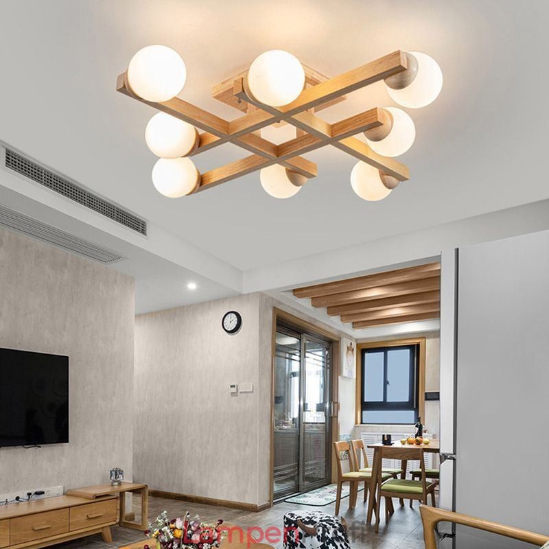 Japanische Holz-Deckenleuchte Magic Bean Molecular Deckenlampe