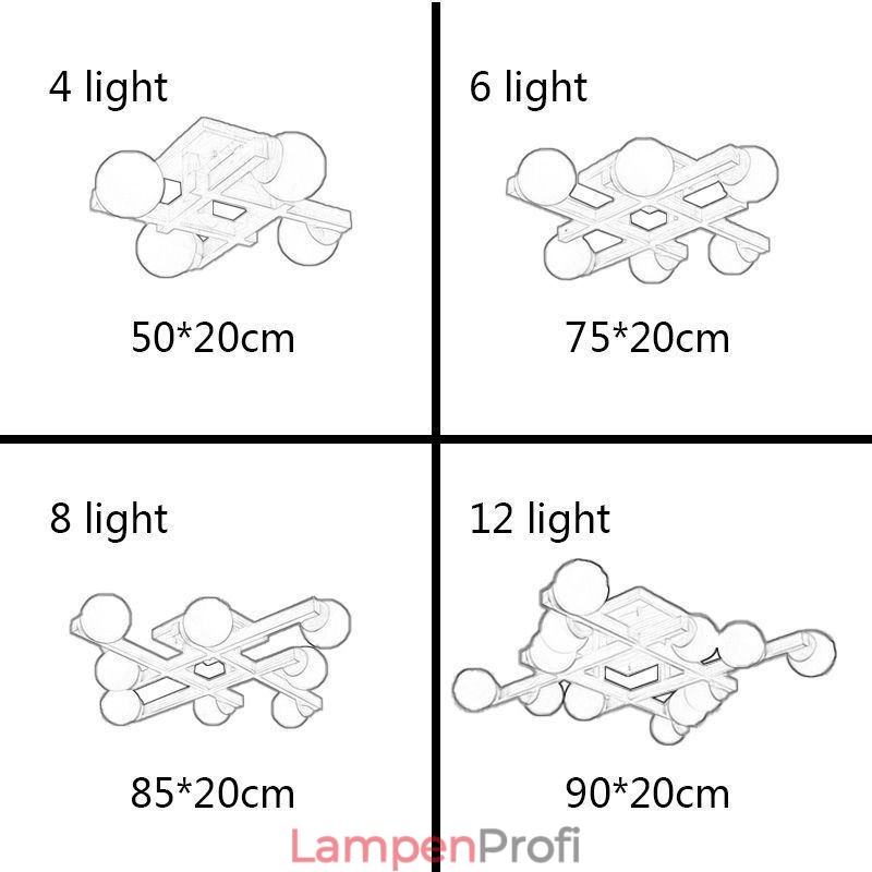 Japanische Holz-Deckenleuchte Magic Bean Molecular Deckenlampe