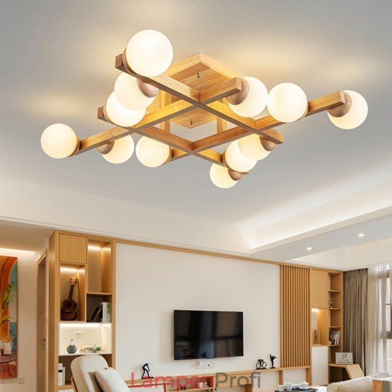 Japanische Holz-Deckenleuchte Magic Bean Molecular Deckenlampe