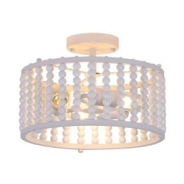 3-Licht-Deckenbeleuchtung Holzperlen Deckenlampe Foyer