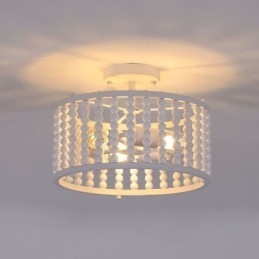 3-Licht-Deckenbeleuchtung Holzperlen Deckenlampe Foyer