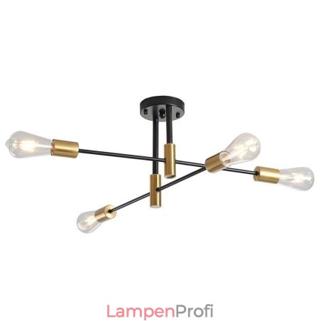 4 Lichter Schwarz Sputnik Kronleuchter Mid Century Semi Flush Mount Deckenleuchte