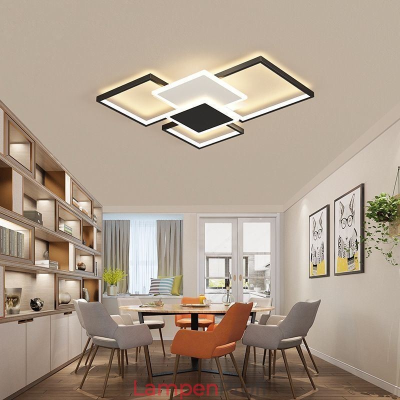 Moderne goldene Unterputz-Deckenleuchte mit geometrischer Leuchte, 2-lagig