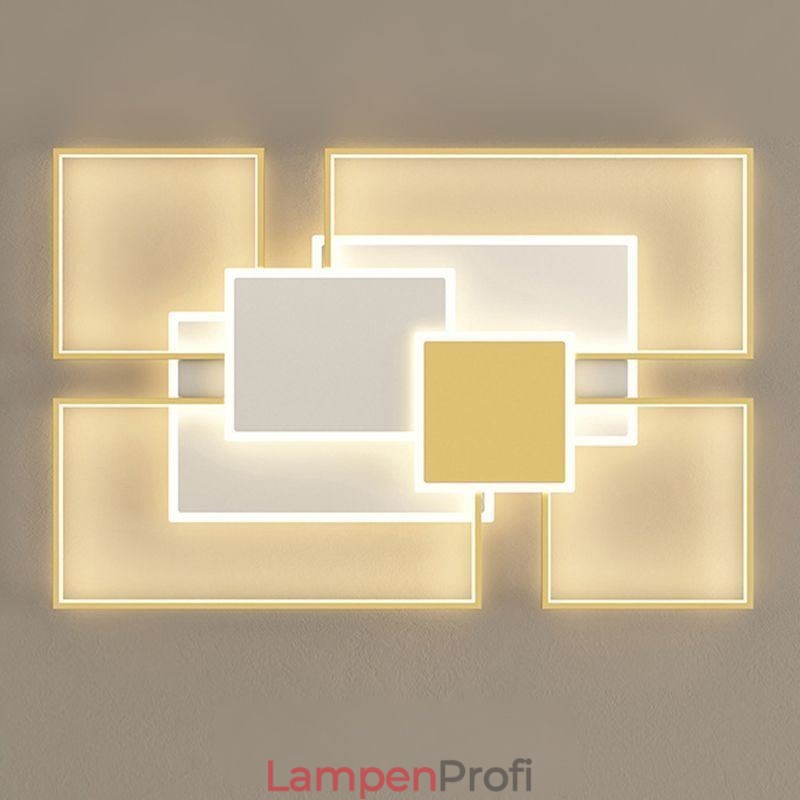 Moderne goldene Unterputz-Deckenleuchte mit geometrischer Leuchte, 2-lagig