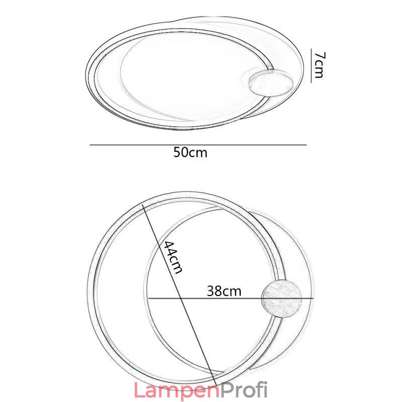 Moderne Deckenleuchte mit 2 Ringen aus Acryl