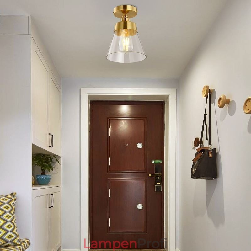Moderne Deckenleuchte aus Glas, 1 Licht, Messing-Finish