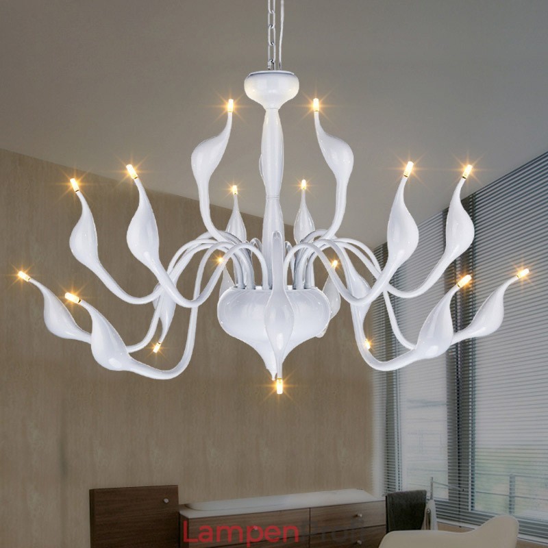 18 Lichter Edelstahl Post Modern Swan Kronleuchter Licht G4 Weiß Fertig