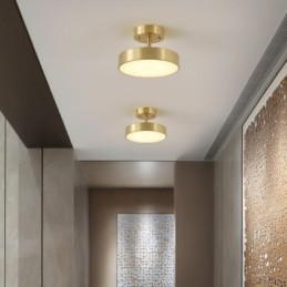Runde Mini-Deckenleuchte in Gold-Kupfer