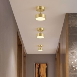 Runde Mini-Deckenleuchte in Gold-Kupfer
