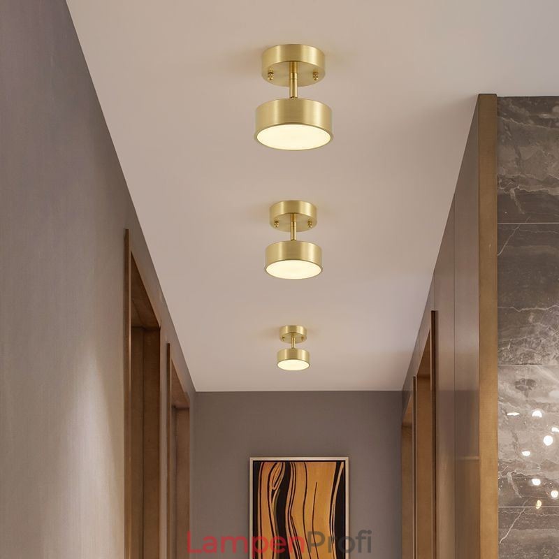 Runde Mini-Deckenleuchte in Gold-Kupfer