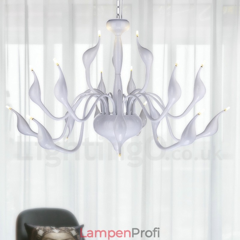 18 Lichter Edelstahl Post Modern Swan Kronleuchter Licht G4 Weiß Fertig