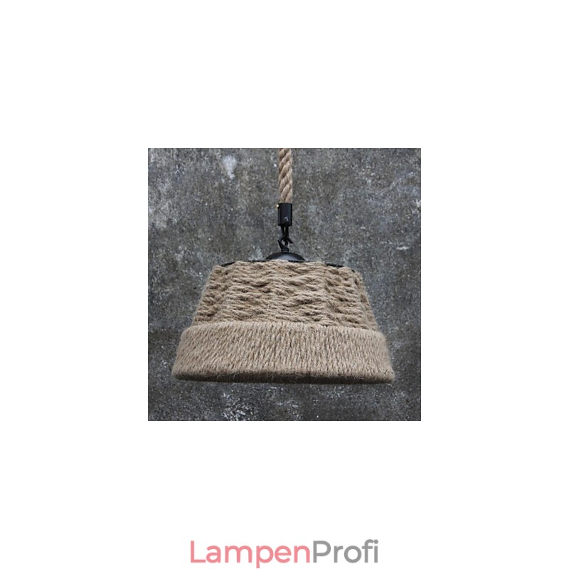 Handgefertigte Kronleuchterlampe aus Hanfseil im Retro-Landhausstil