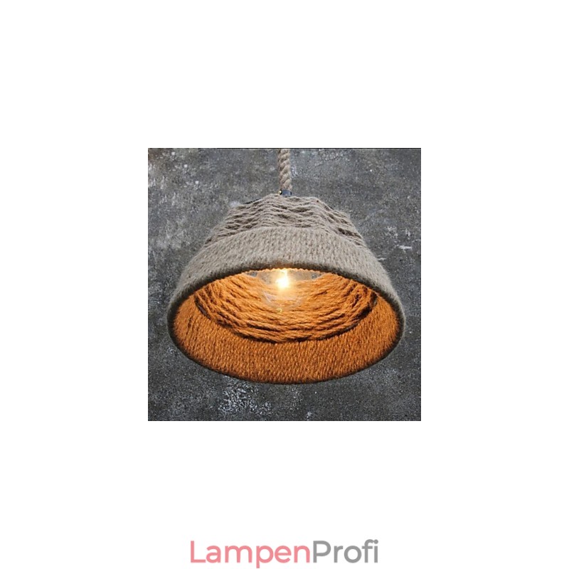 Handgefertigte Kronleuchterlampe aus Hanfseil im Retro-Landhausstil