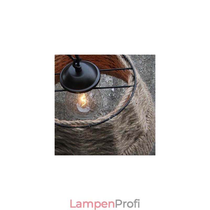 Handgefertigte Kronleuchterlampe aus Hanfseil im Retro-Landhausstil