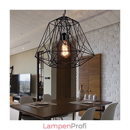Pendelleuchte mit schwarzem geflochtenem Lampenschirm Pendelleuchte mit schwarzem geflochtenem Lampenschirm