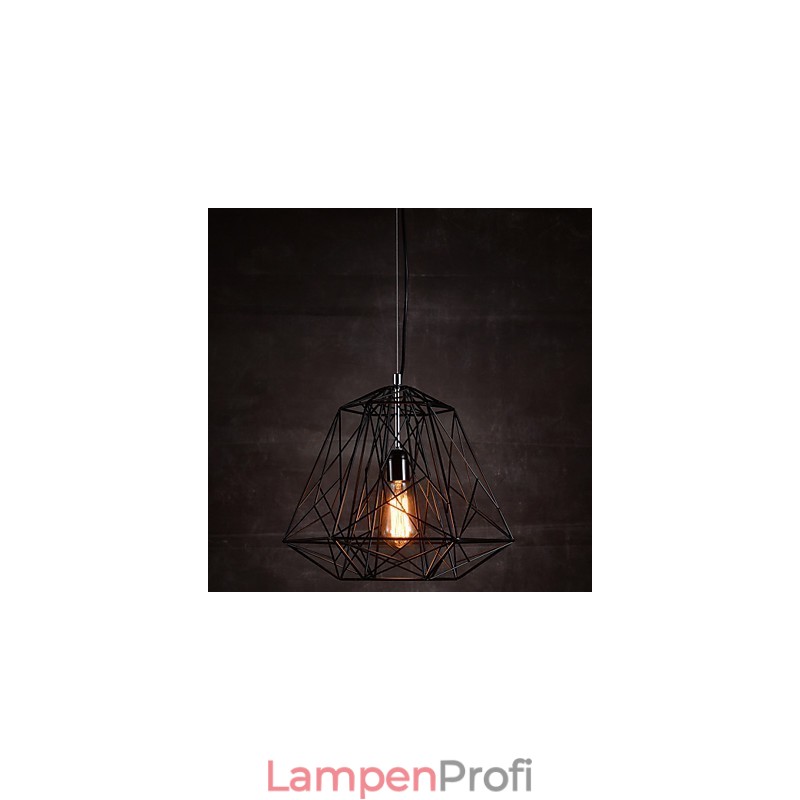 Pendelleuchte mit schwarzem geflochtenem Lampenschirm