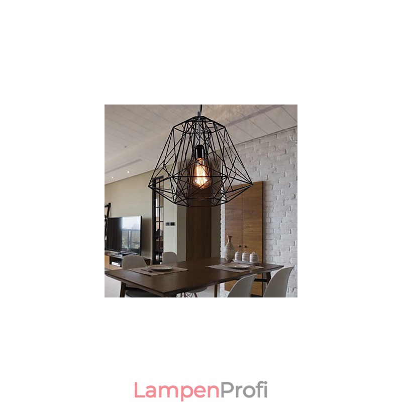 Pendelleuchte mit schwarzem geflochtenem Lampenschirm