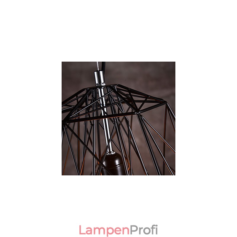 Pendelleuchte mit schwarzem geflochtenem Lampenschirm