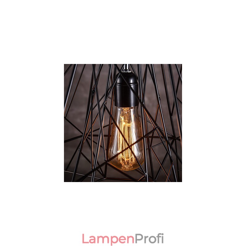 Pendelleuchte mit schwarzem geflochtenem Lampenschirm