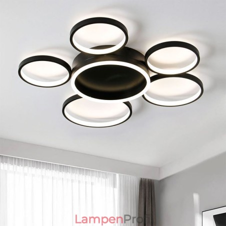 Moderne Deckenleuchte mit 6 Ringen aus Acryl Moderne Deckenleuchte mit 6 Ringen aus Acryl