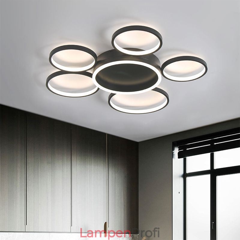 Moderne Deckenleuchte mit 6 Ringen aus Acryl