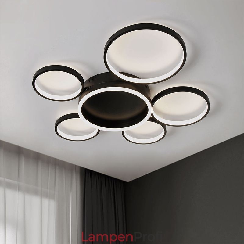 Moderne Deckenleuchte mit 6 Ringen aus Acryl