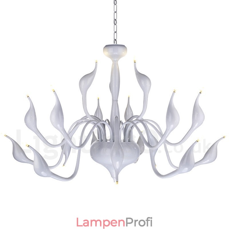 18 Lichter Edelstahl Post Modern Swan Kronleuchter Licht G4 Weiß Fertig