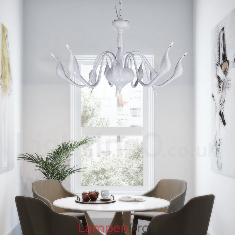 18 Lichter Edelstahl Post Modern Swan Kronleuchter Licht G4 Weiß Fertig