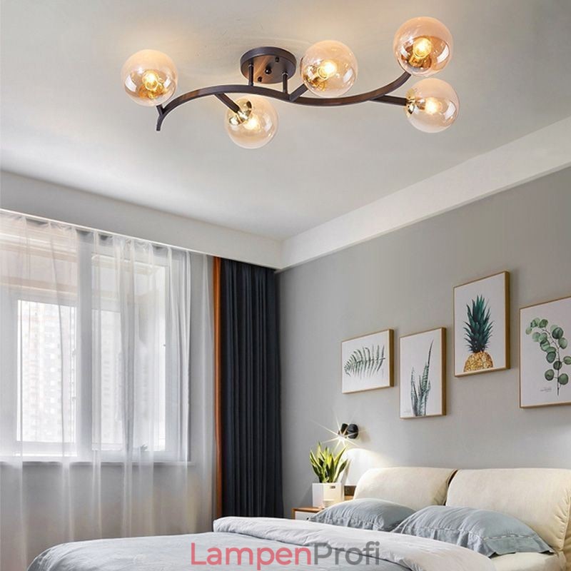 Moderne minimalistische Deckenleuchte mit Glaskugel-Montage im Zweig-Stil