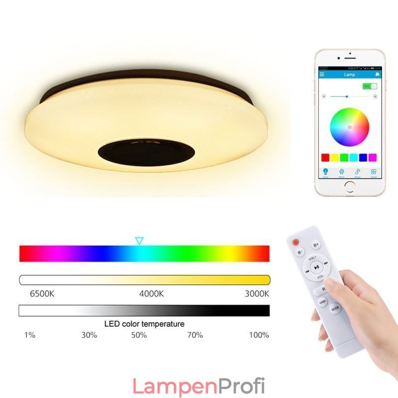 Bündig montierte, farbenfrohe Deckenleuchte mit Bluetooth-Musiklautsprecher-Timing-Funktion