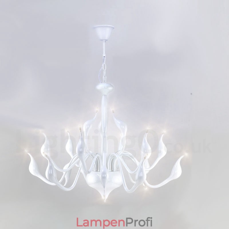 18 Lichter Edelstahl Post Modern Swan Kronleuchter Licht G4 Weiß Fertig