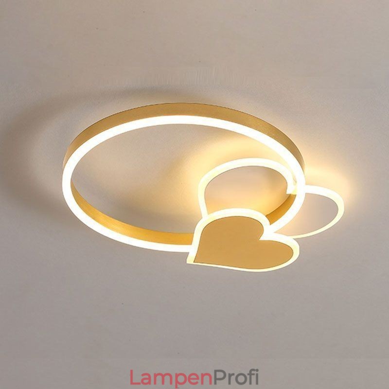 Moderne Deckenleuchte aus Acryl mit goldenem Doppelherz