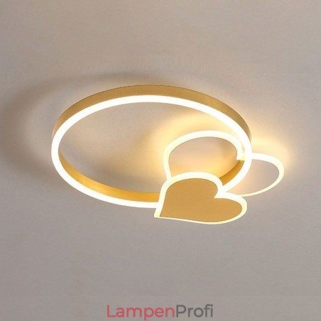 Moderne Deckenleuchte aus Acryl mit goldenem Doppelherz