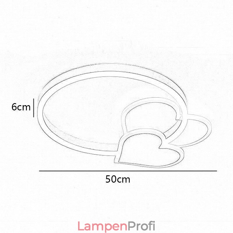 Moderne Deckenleuchte aus Acryl mit goldenem Doppelherz