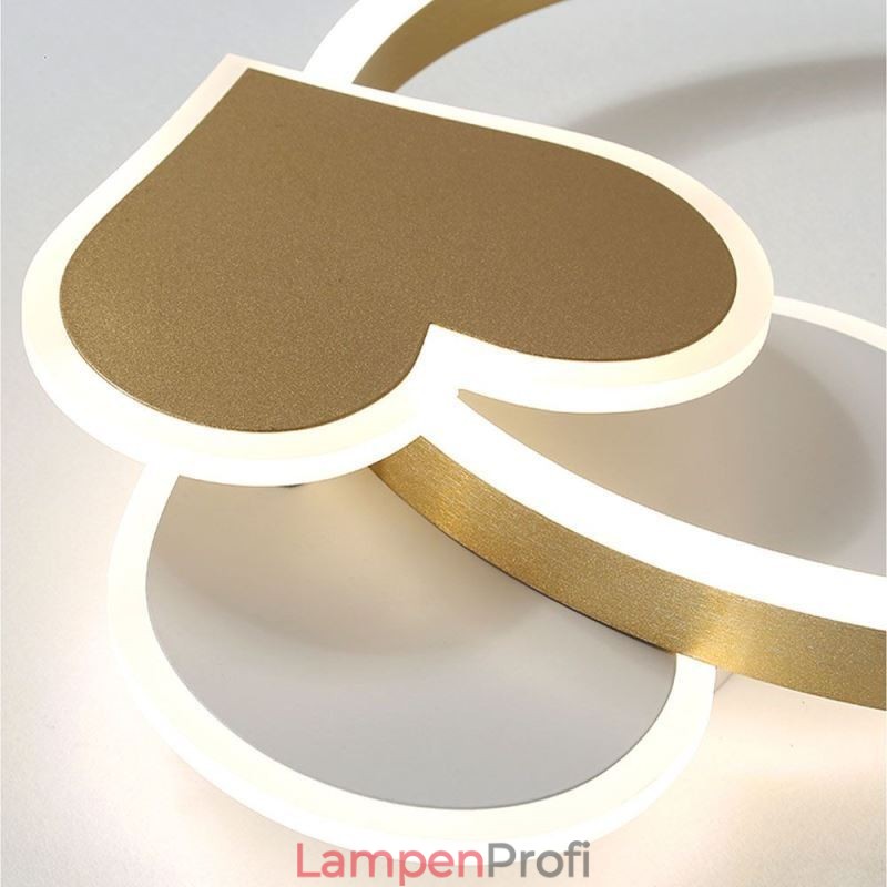 Moderne Deckenleuchte aus Acryl mit goldenem Doppelherz