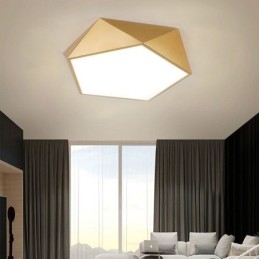 Goldfarbene, geometrische Deckenleuchte aus Acryl