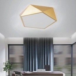Goldfarbene, geometrische Deckenleuchte aus Acryl