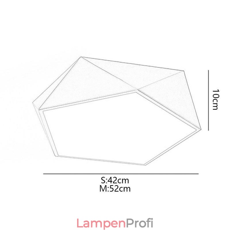 Goldfarbene, geometrische Deckenleuchte aus Acryl