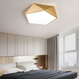 Goldfarbene, geometrische Deckenleuchte aus Acryl