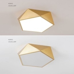 Goldfarbene, geometrische Deckenleuchte aus Acryl