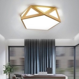 Goldfarbene, geometrische Deckenleuchte aus Acryl