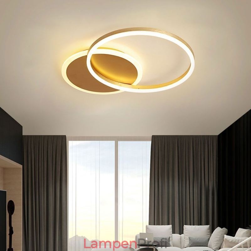 Moderne, runde Deckenleuchte in Gold