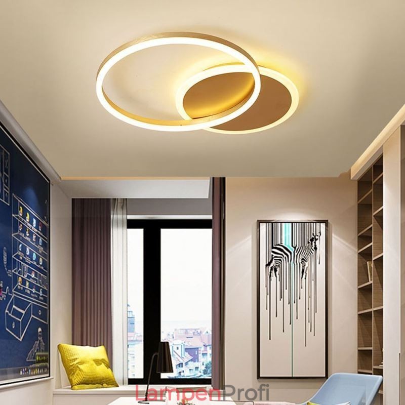 Moderne, runde Deckenleuchte in Gold