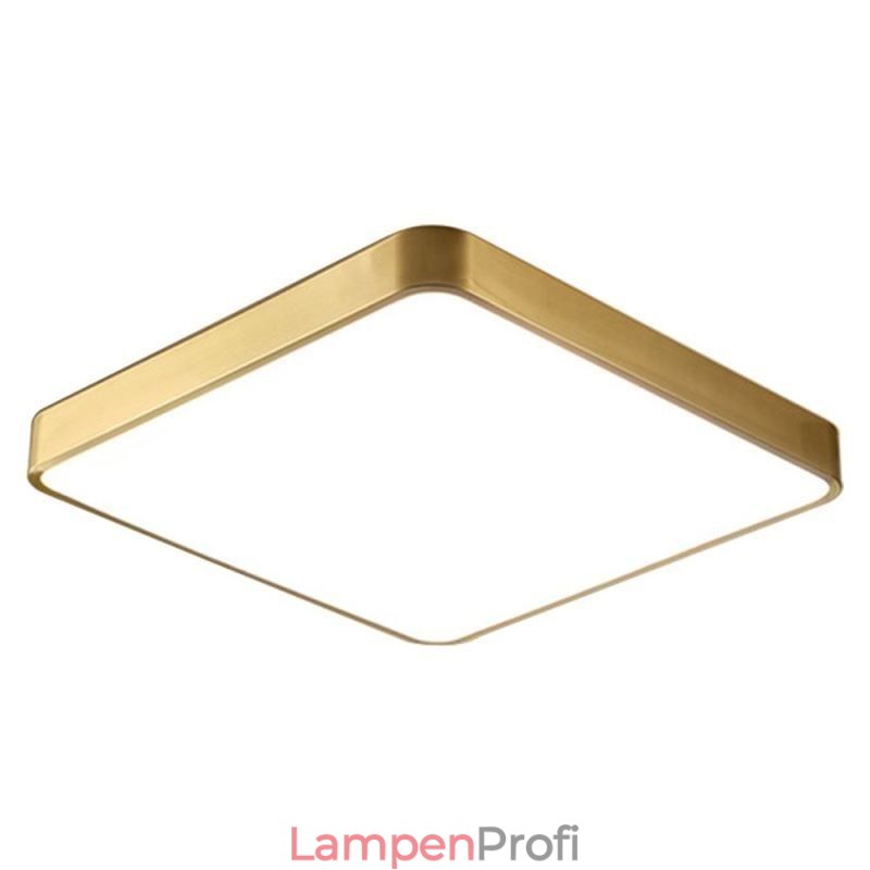 Minimalistische, quadratische Deckenleuchte aus Acryl in Gold